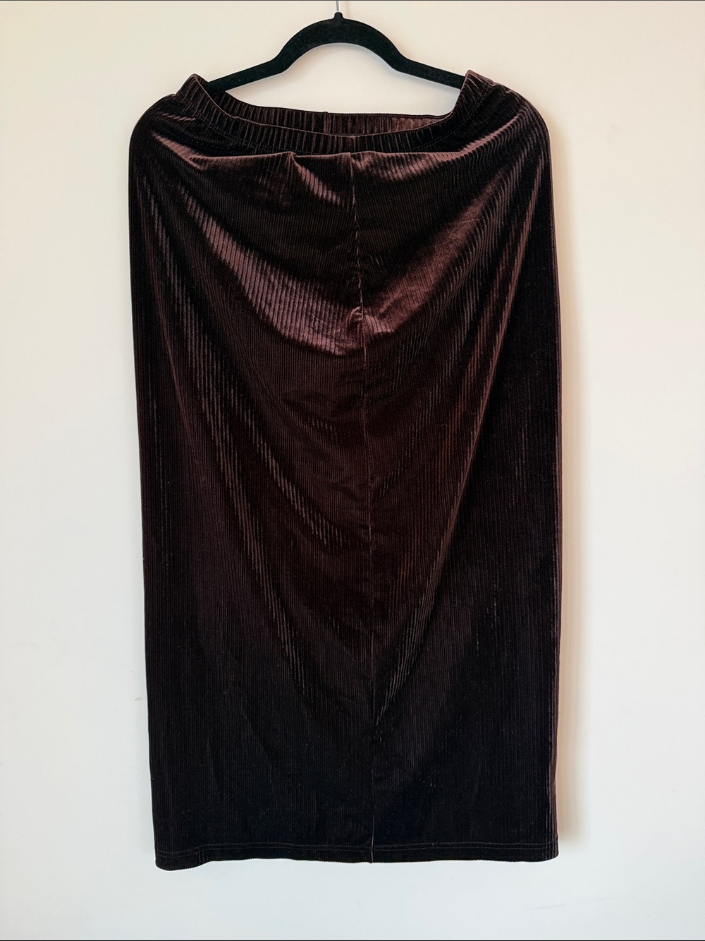 Vintage Brown Ribbed Velvet Pencil Skirt